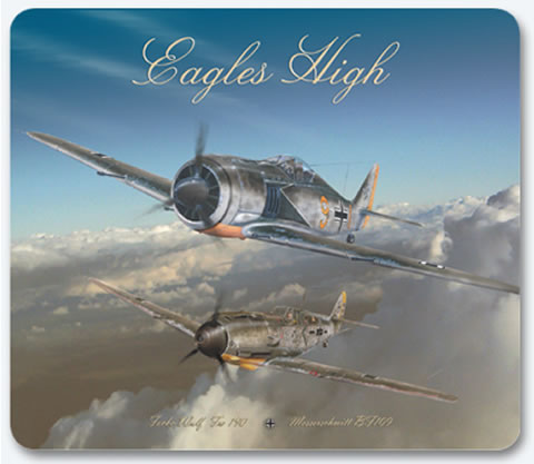 World War II Aviation Mouse Pad - Eagles High - Bf 109 and FW 190